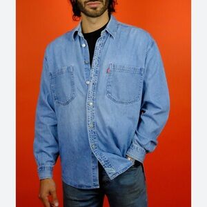 Levi’s Denim Loose Fit Button Down Shirt | Size XL